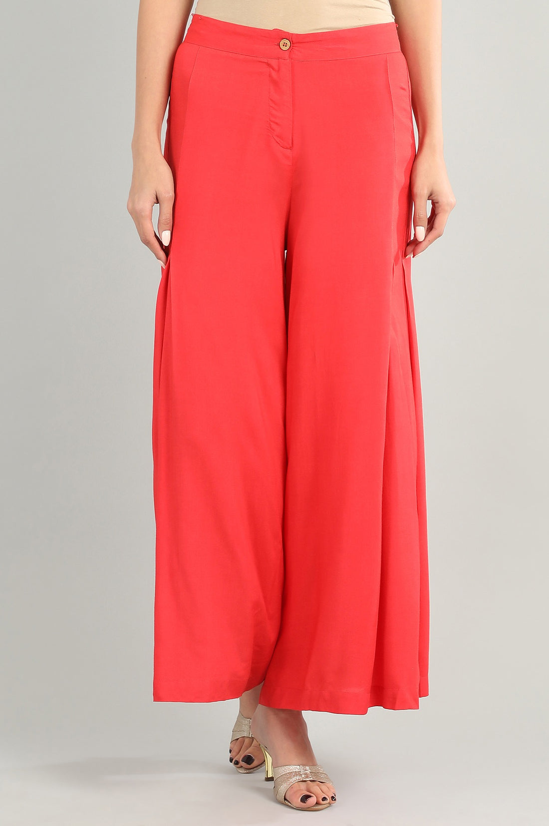 Red Solid Palazzos
