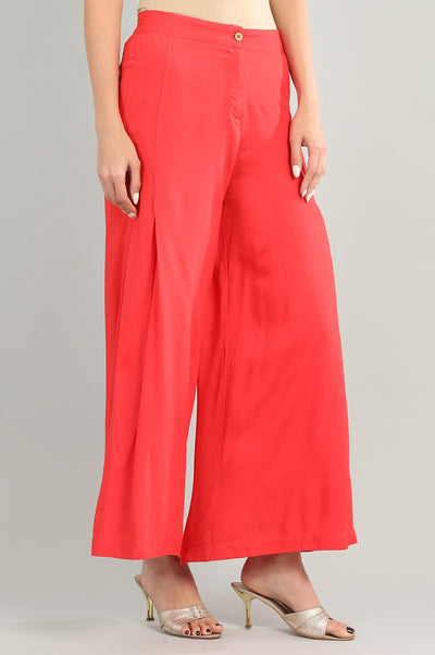 Red Solid Palazzos