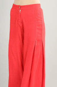 Red Solid Palazzos