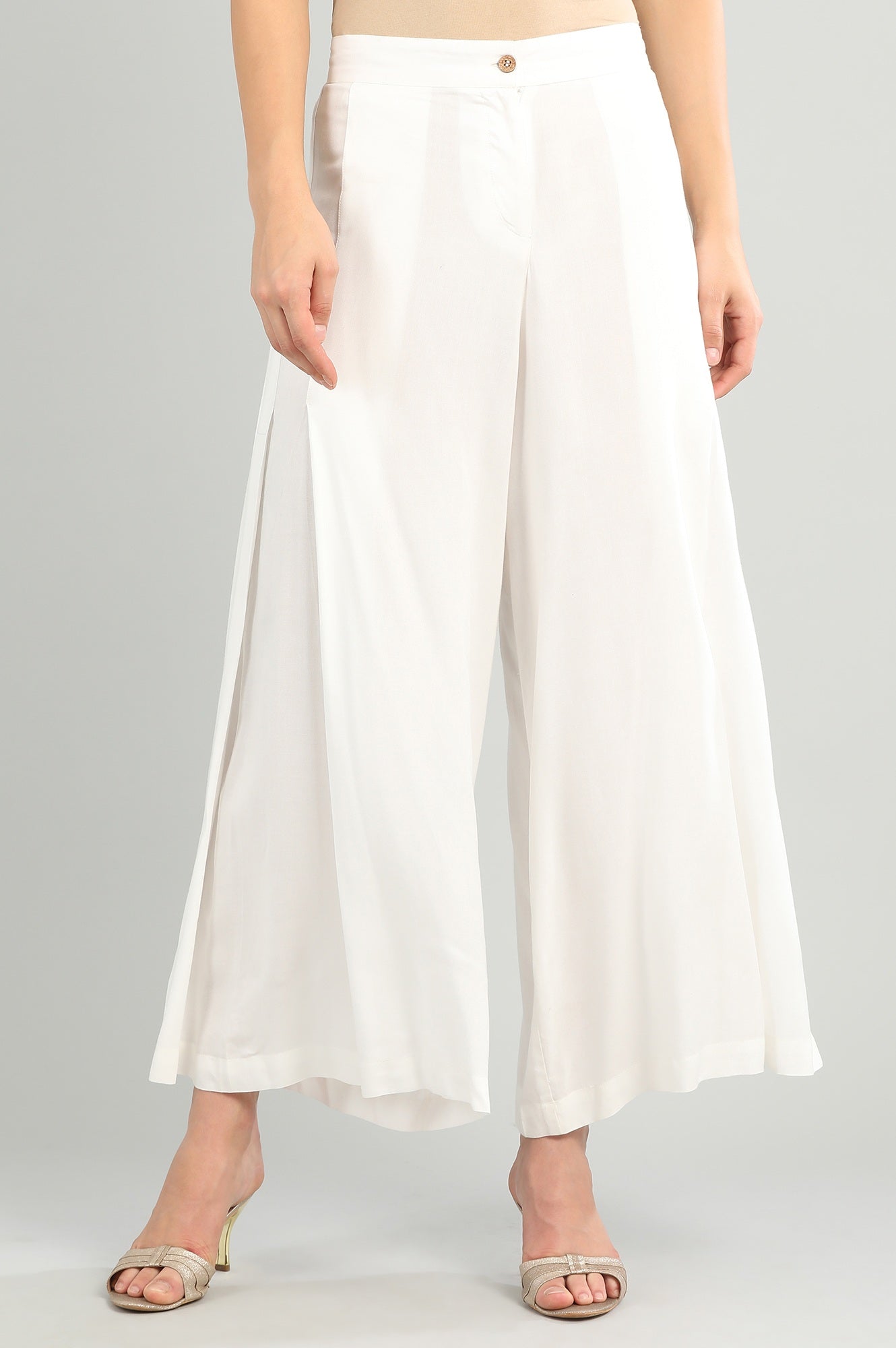 White Solid Palazzos