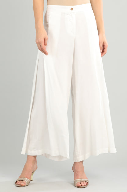 White Solid Palazzos