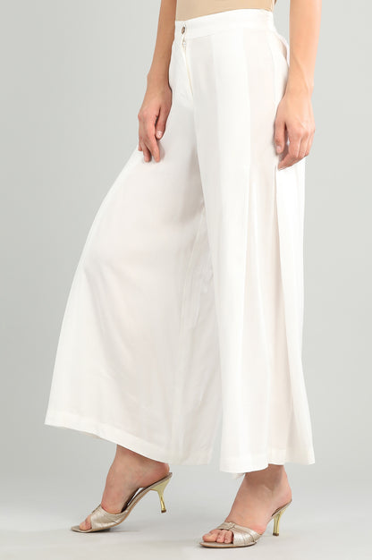 White Solid Palazzos