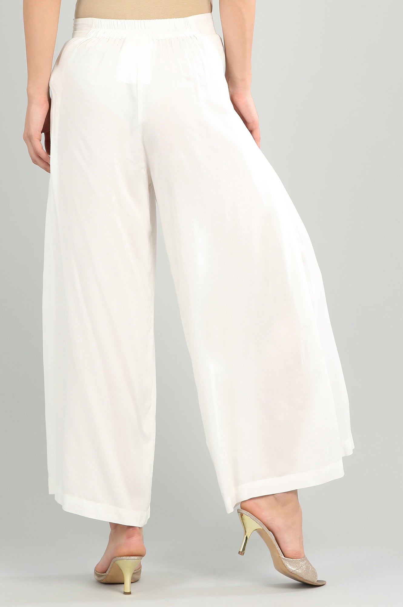 White Solid Palazzos