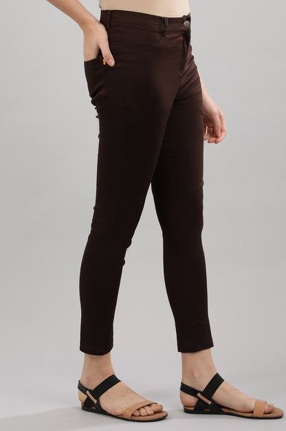 Brown Solid Jeggings