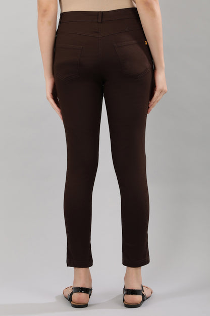 Brown Solid Jeggings