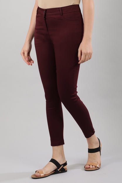 Red Solid Jeggings