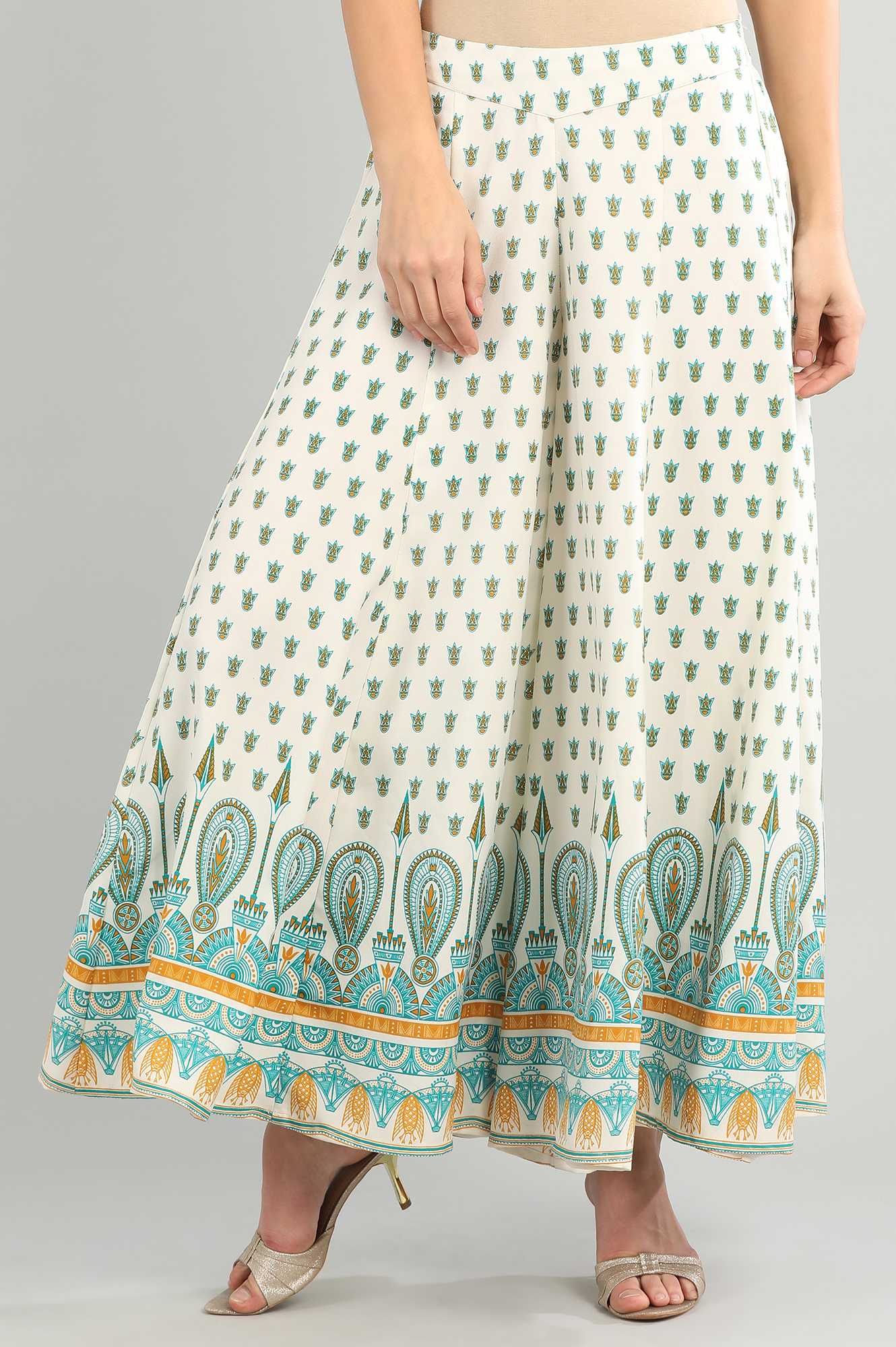 White Printed Palazzos