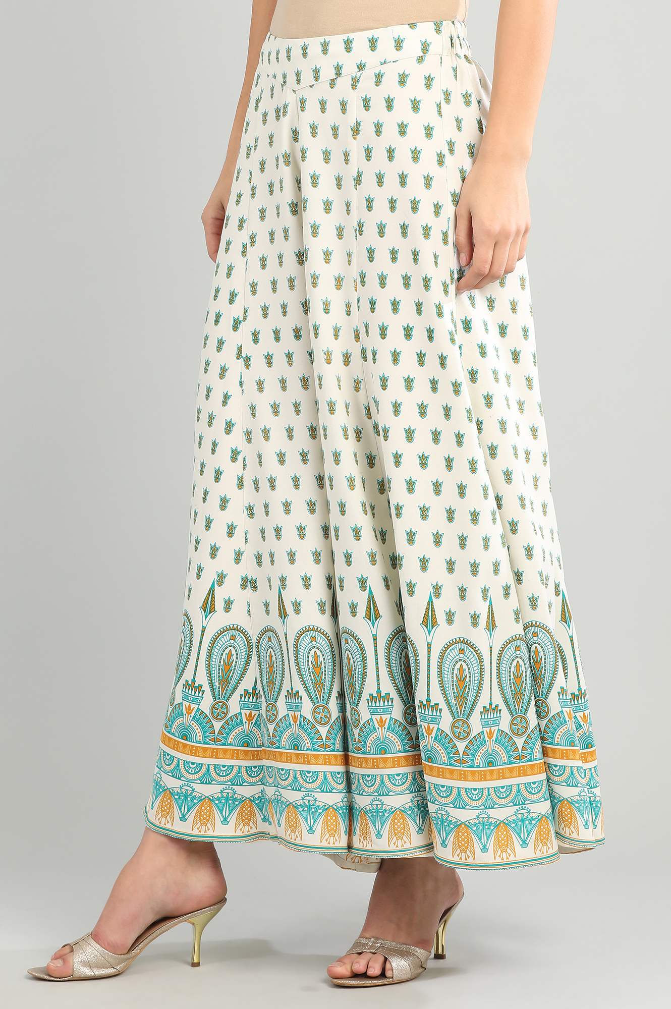 White Printed Palazzos