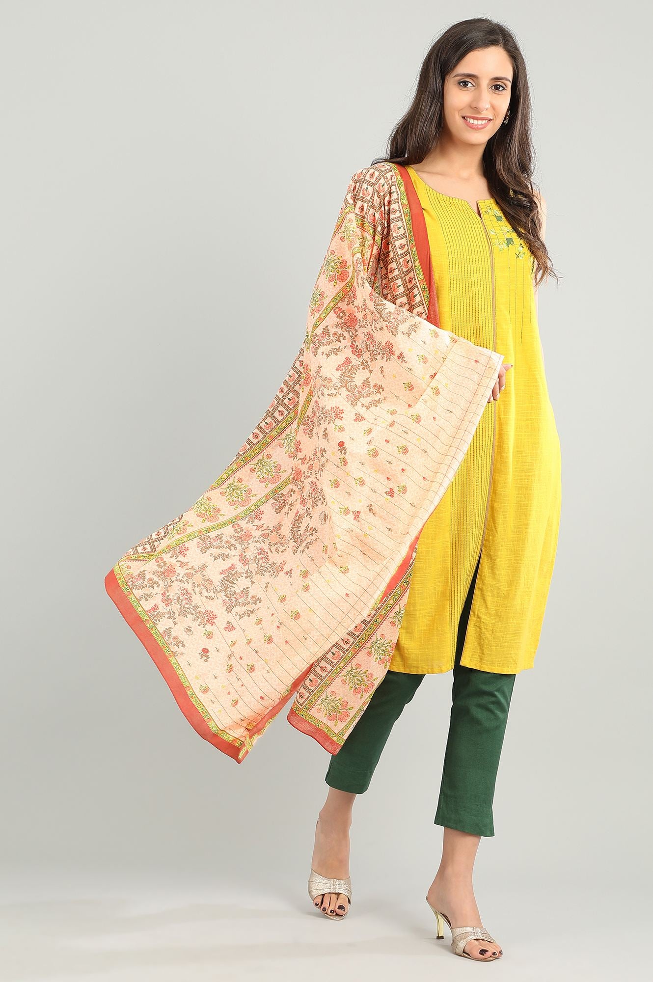 Orange Printed Dupatta