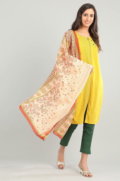 Orange Printed Dupatta