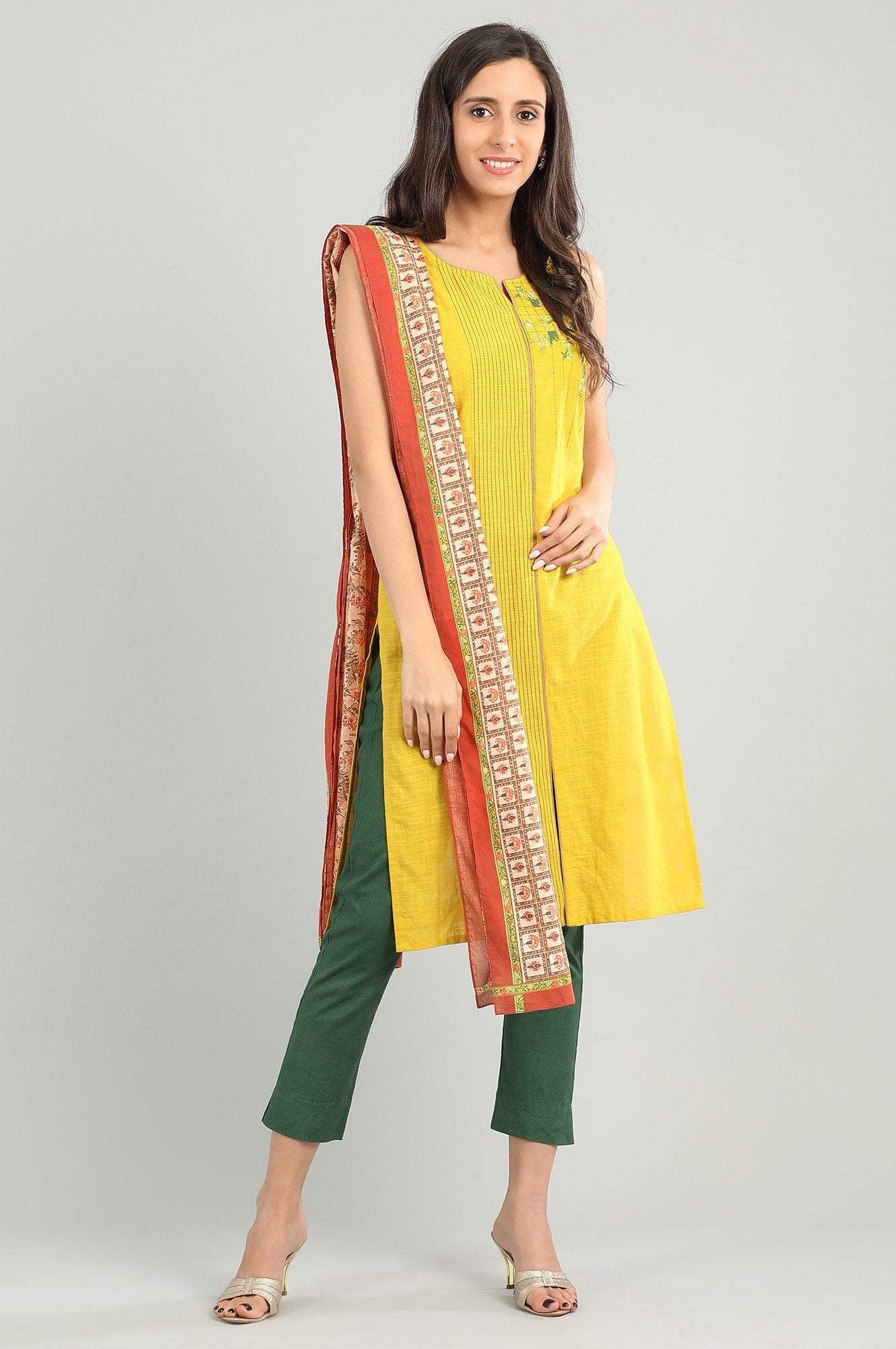 Orange Printed Dupatta