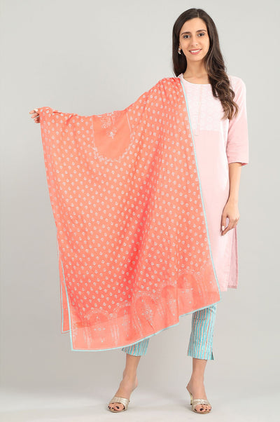 Orange Printed Dupatta
