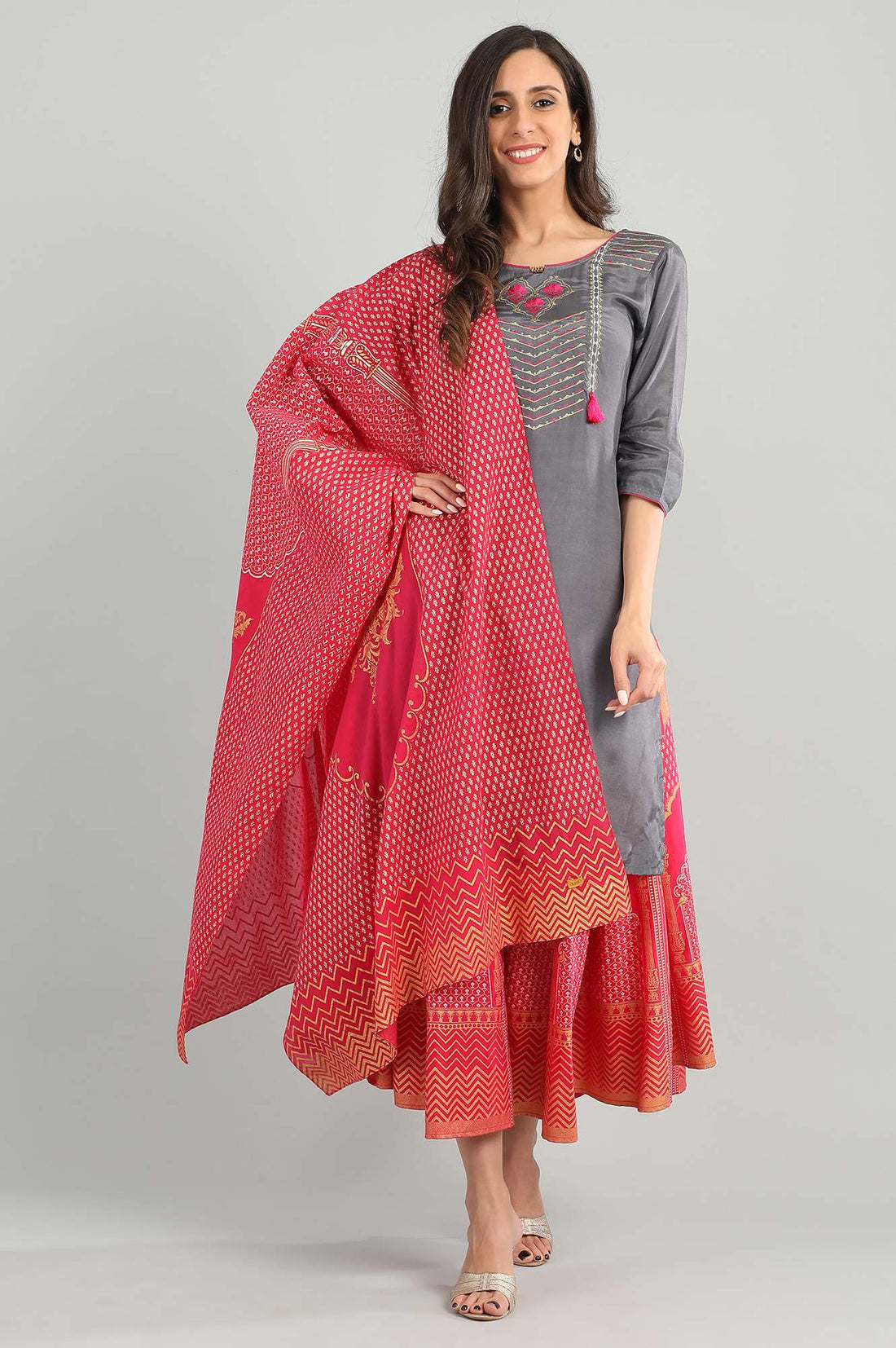 Pink Printed Dupatta