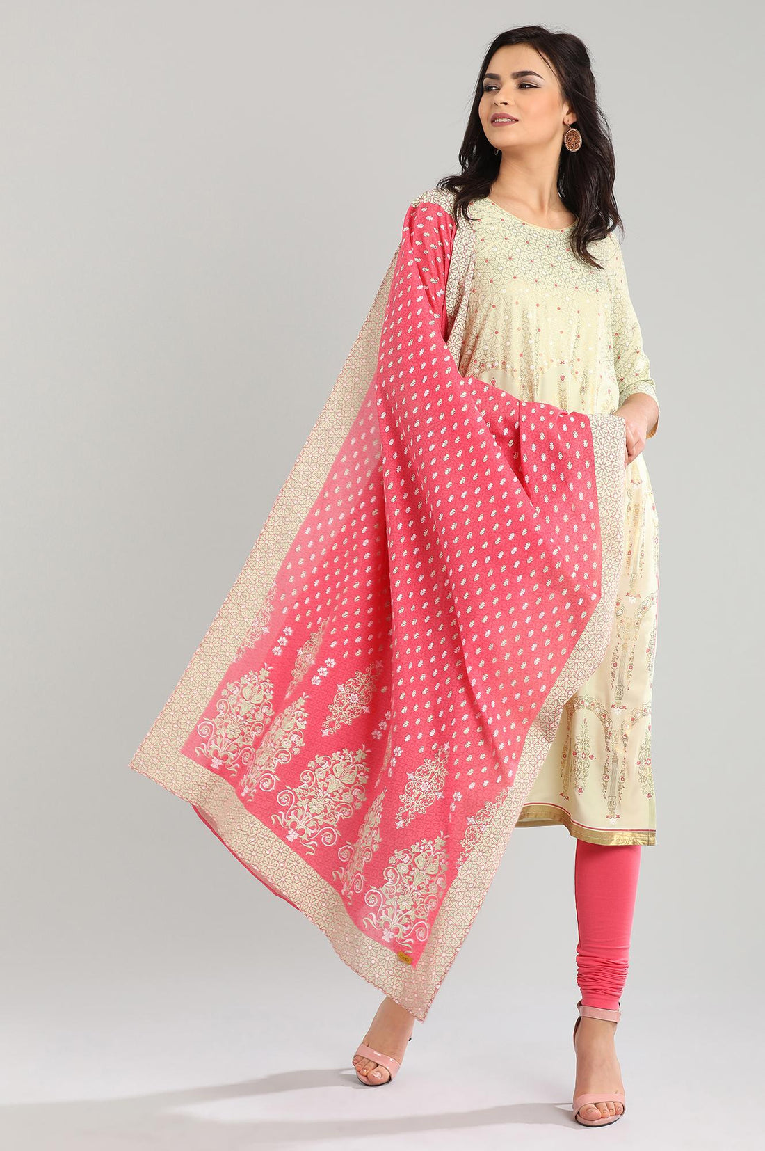 Pink Printed Dupatta