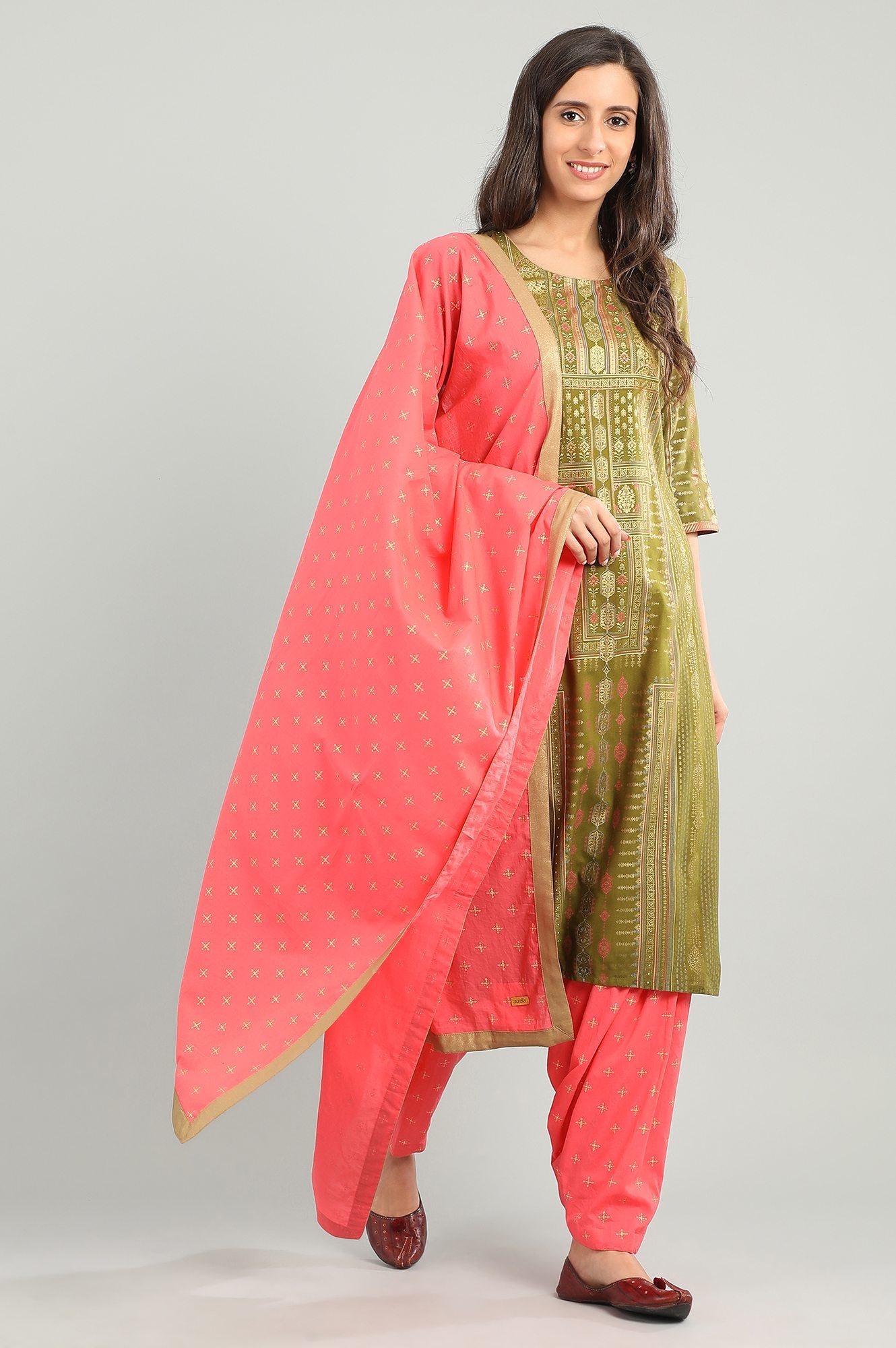 Pink Printed Dupatta