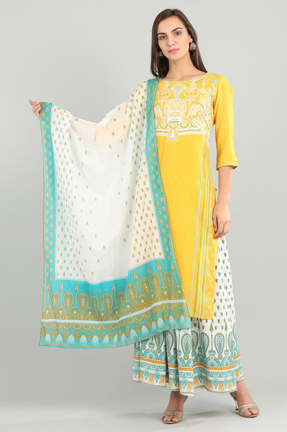 White Printed Dupatta