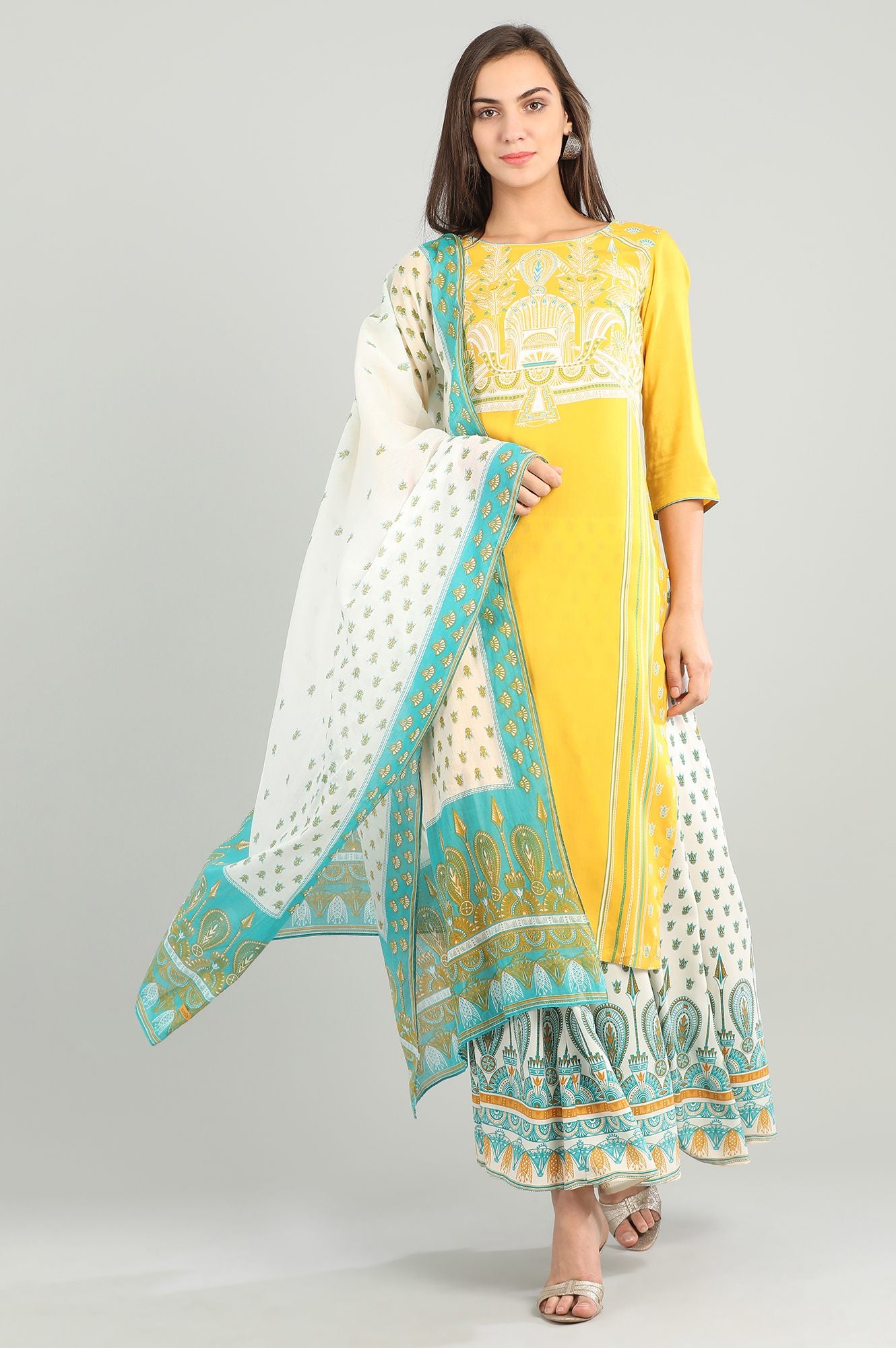 White Printed Dupatta