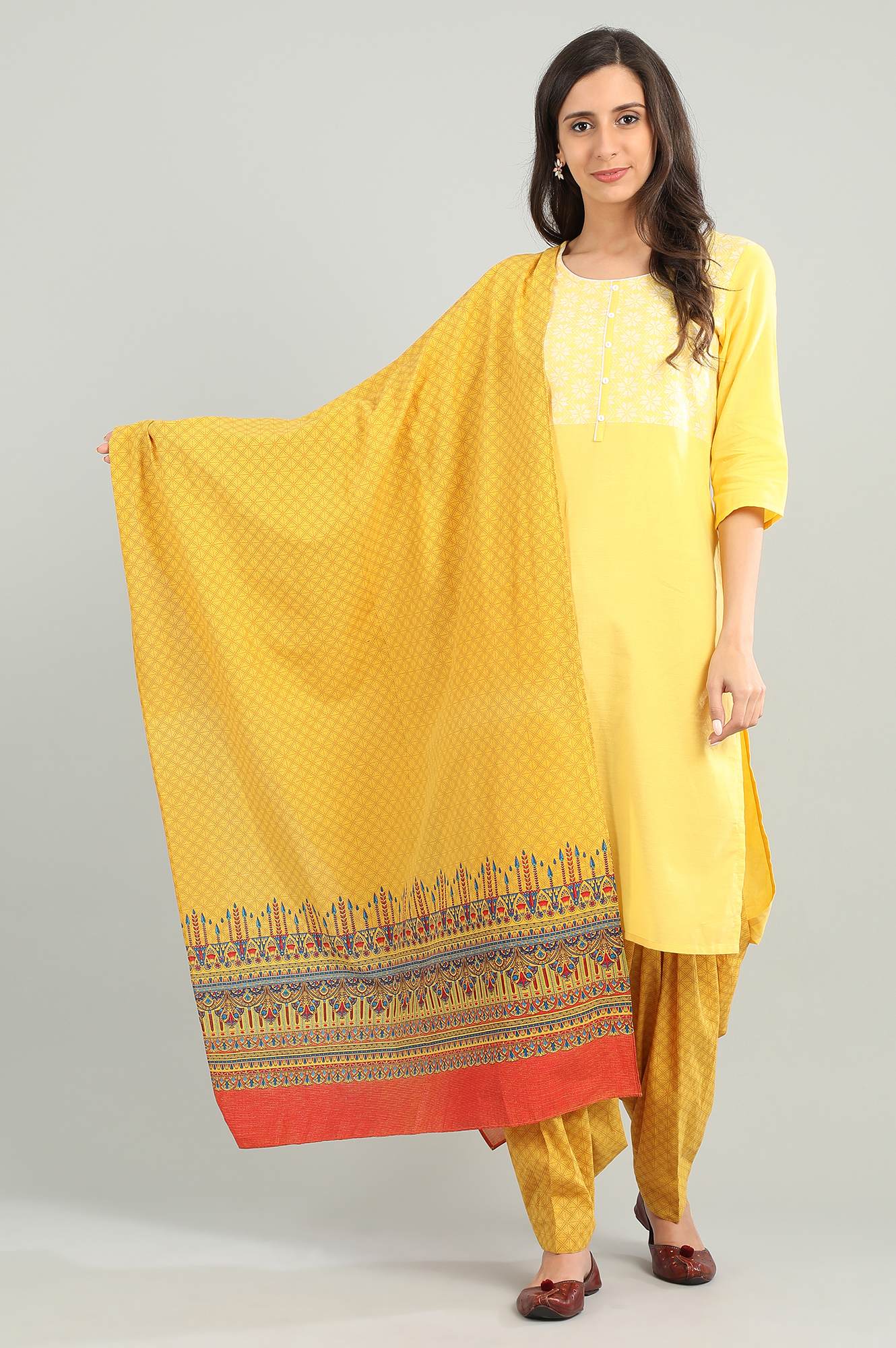 Yellow Printed Dupatta