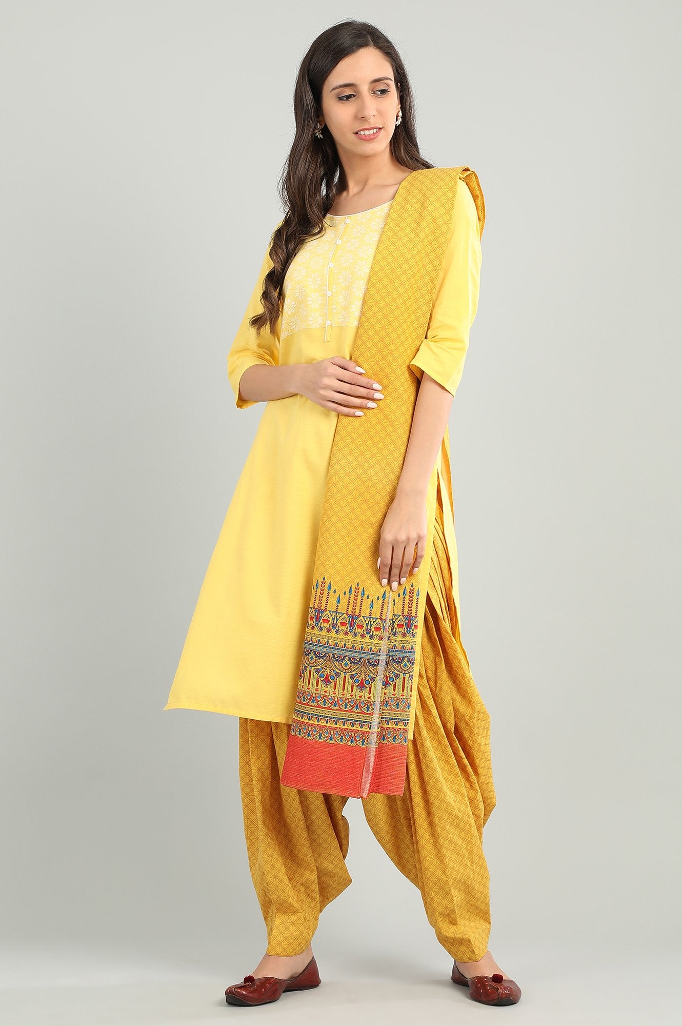 Yellow Printed Dupatta