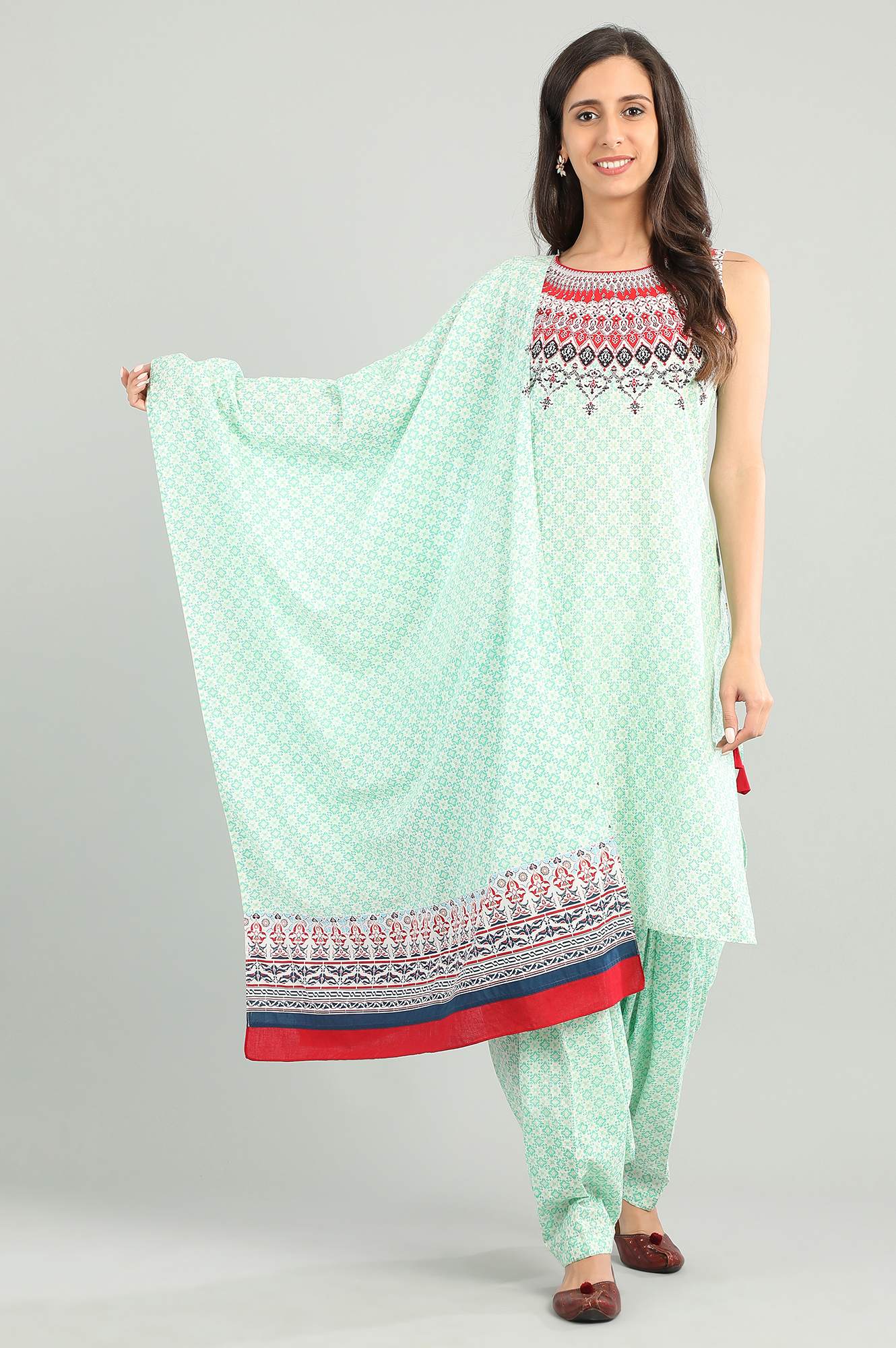 Green Printed Dupatta