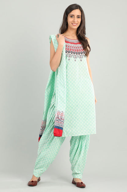 Green Printed Dupatta