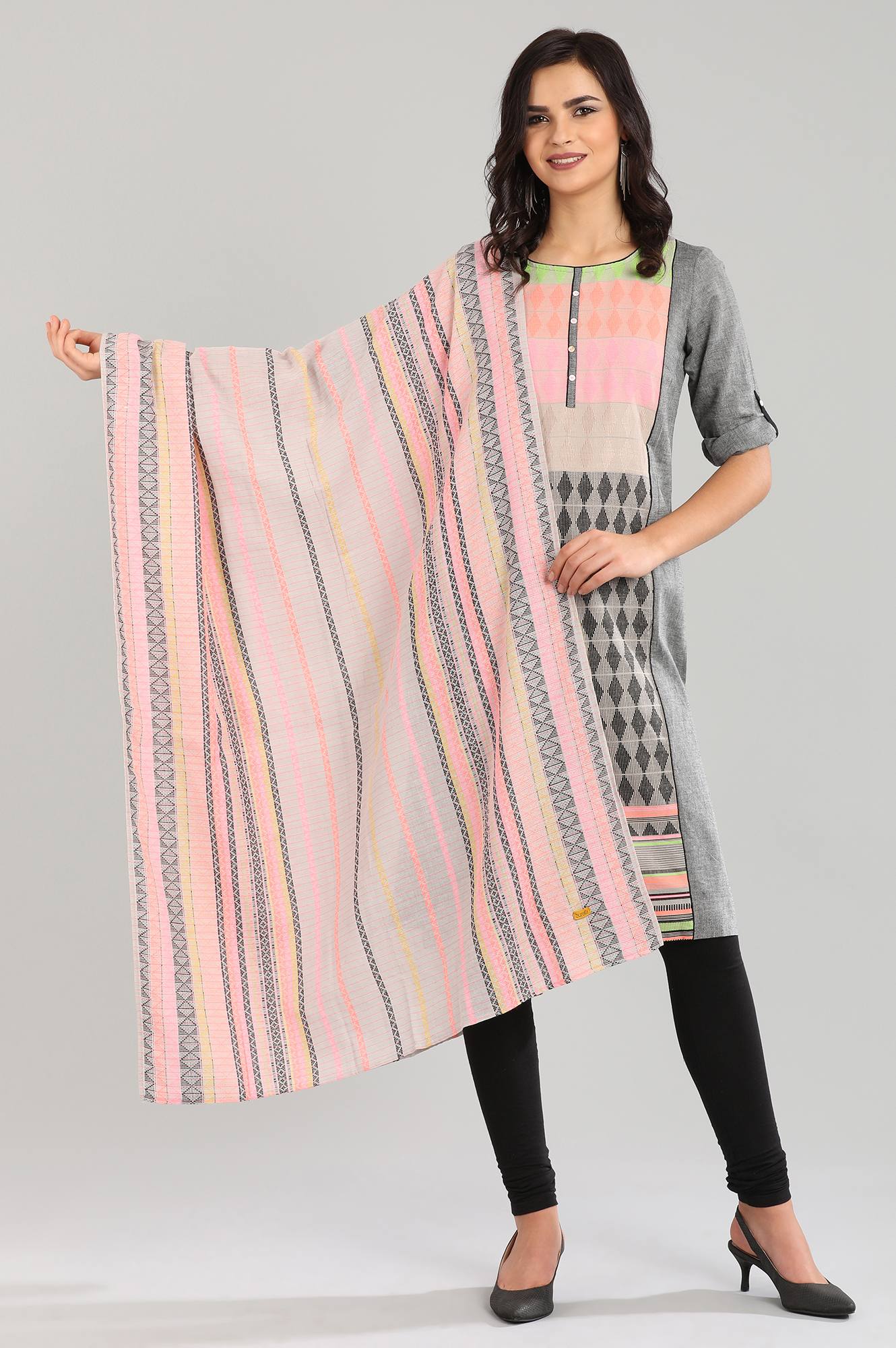 Pink Yarn-dyed Dupatta