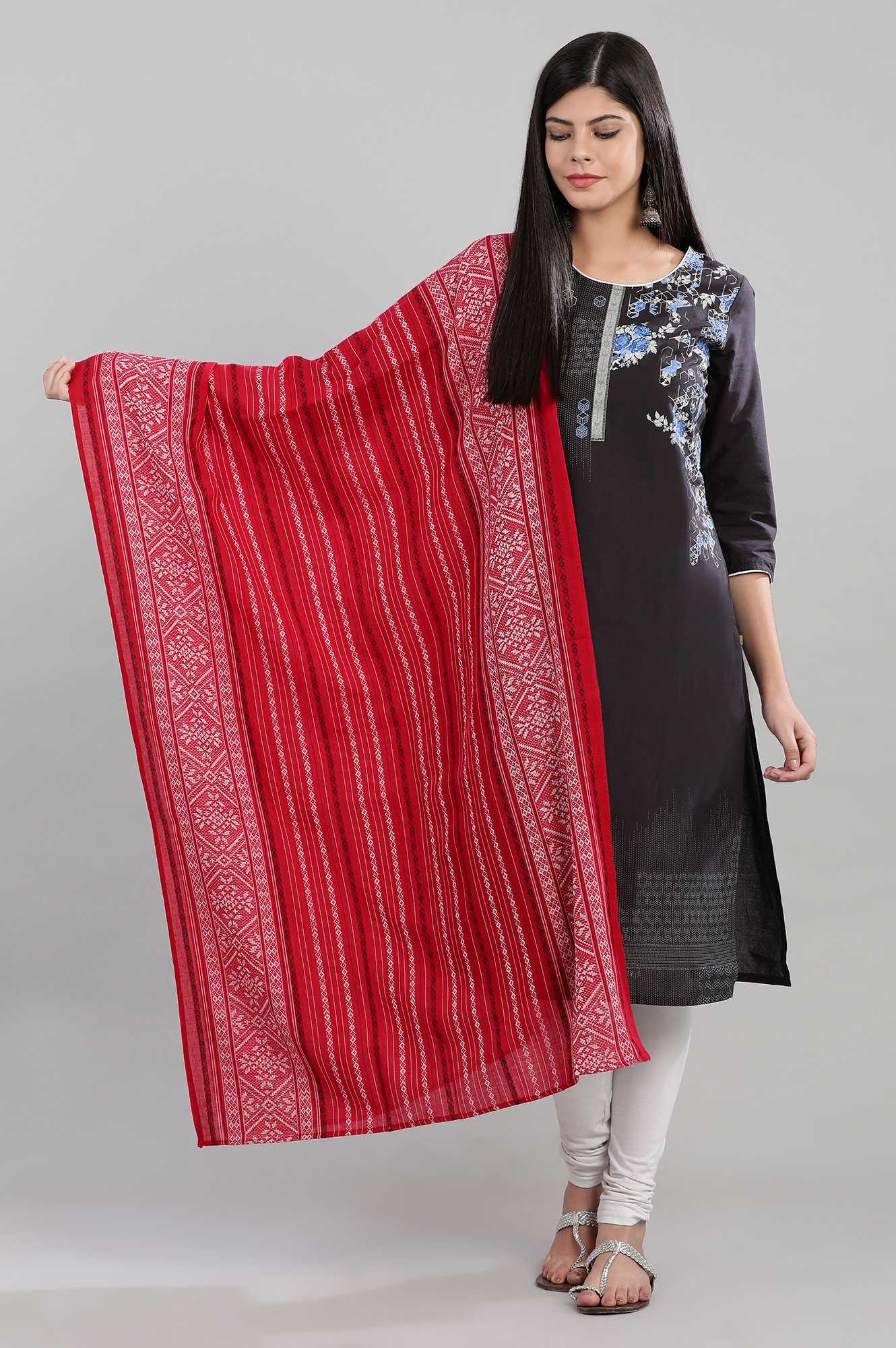 Red Printed Dupatta