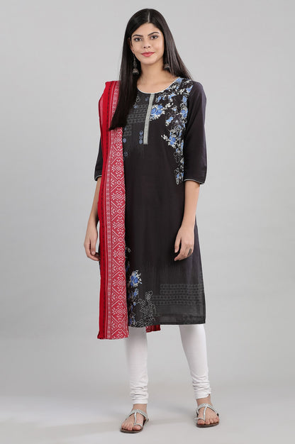 Red Printed Dupatta