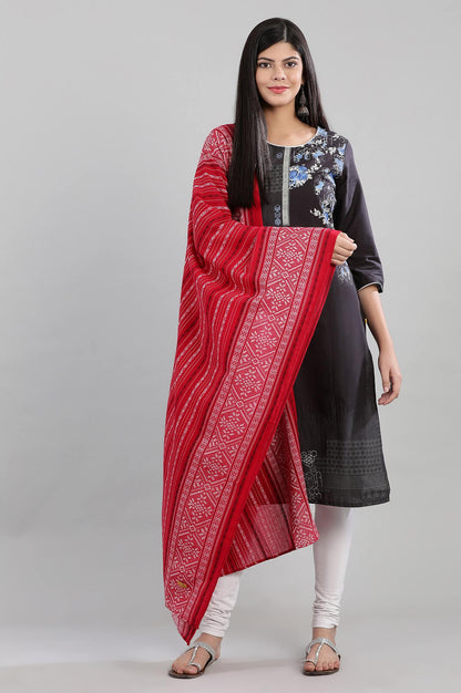 Red Printed Dupatta