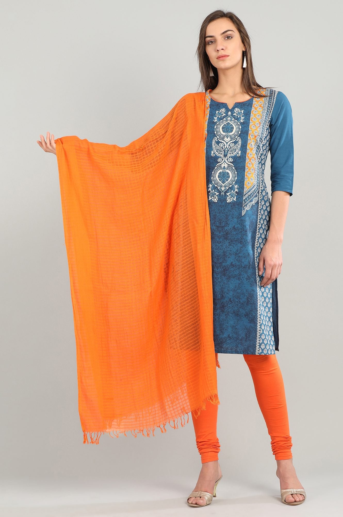 Orange Yarn-dyed Dupatta