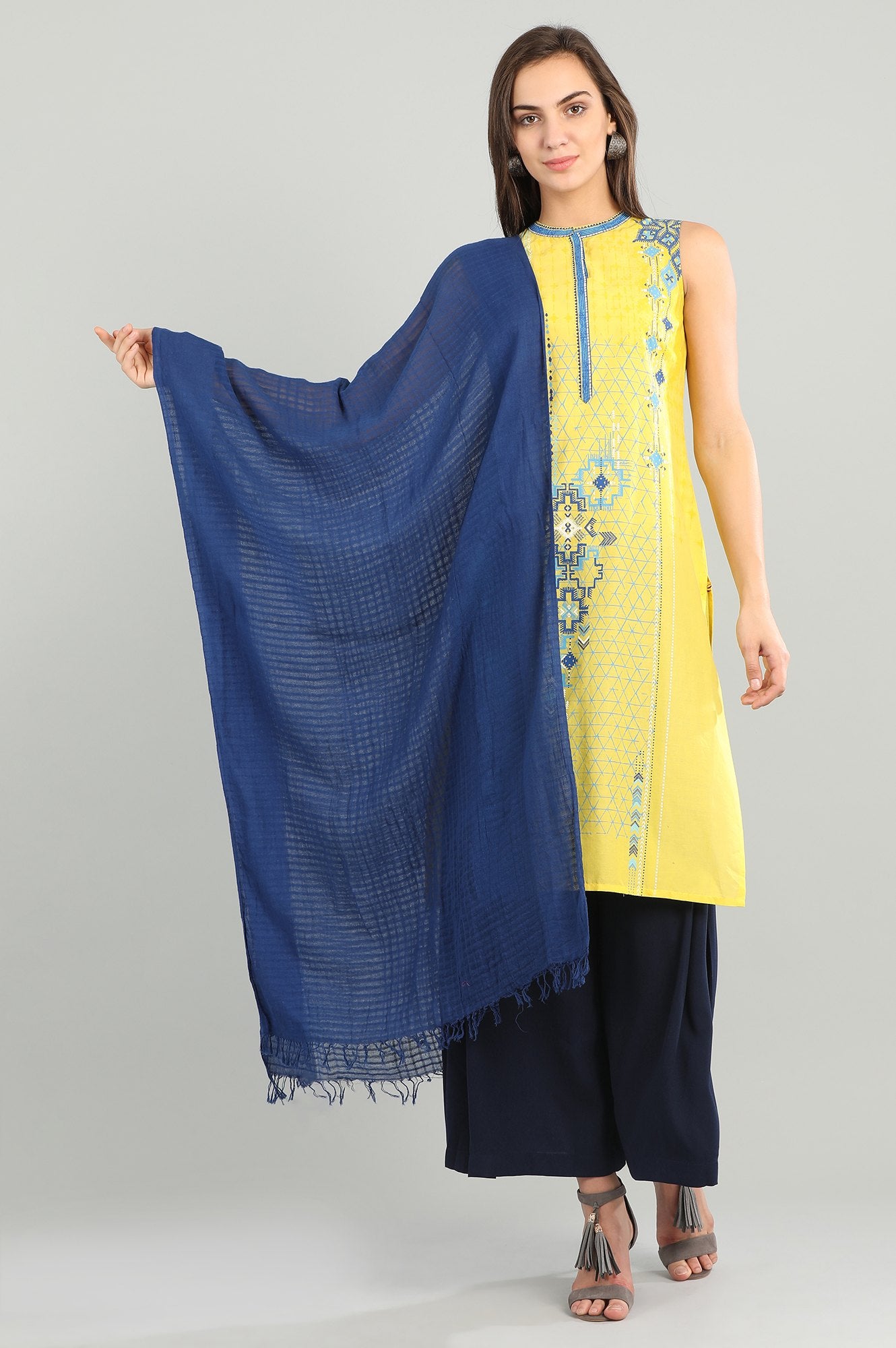 Blue Yarn-dyed Dupatta