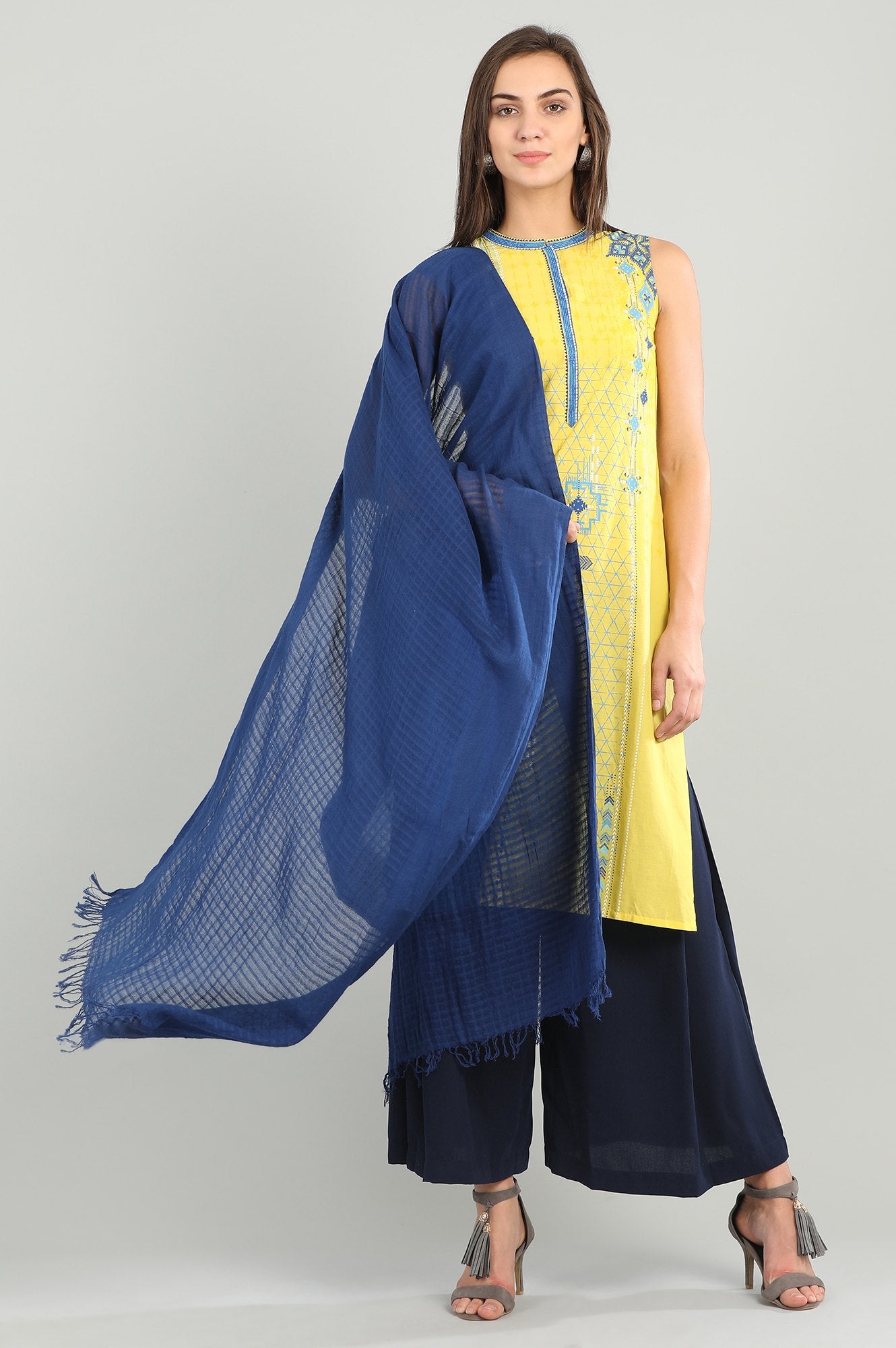 Blue Yarn-dyed Dupatta