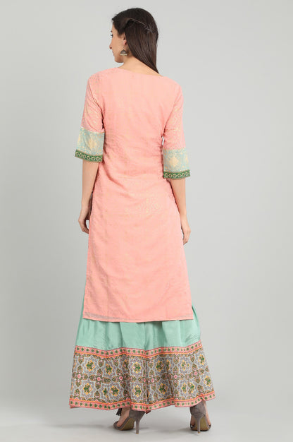 Pink Round Neck Tasselled kurta Set