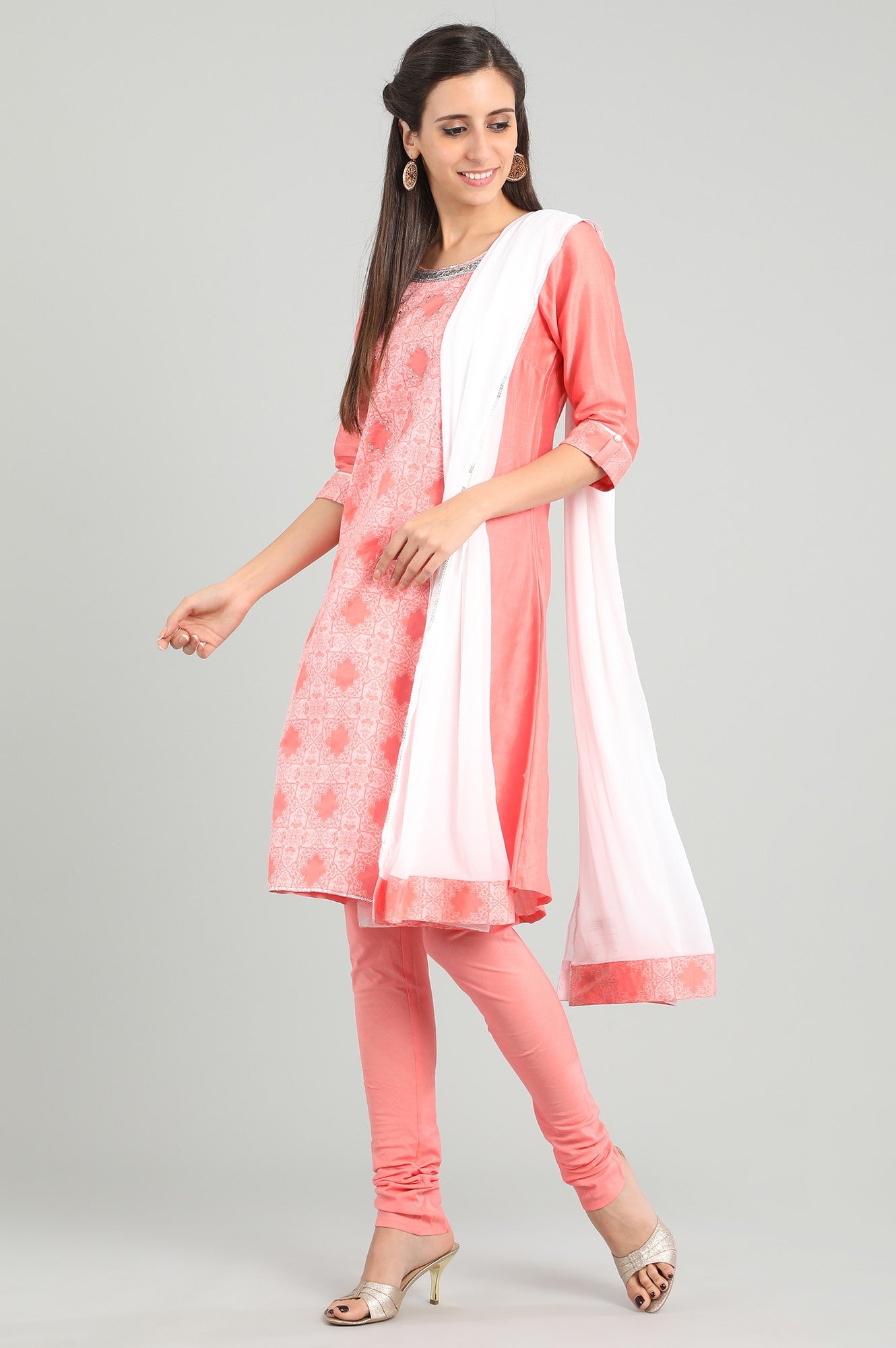 Pink Round Neck kurta Set