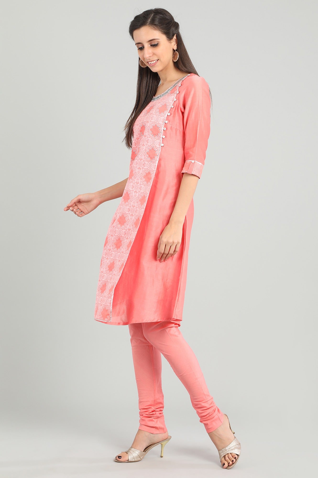 Pink Round Neck kurta Set