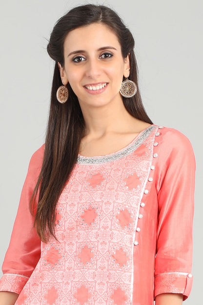 Pink Round Neck kurta Set