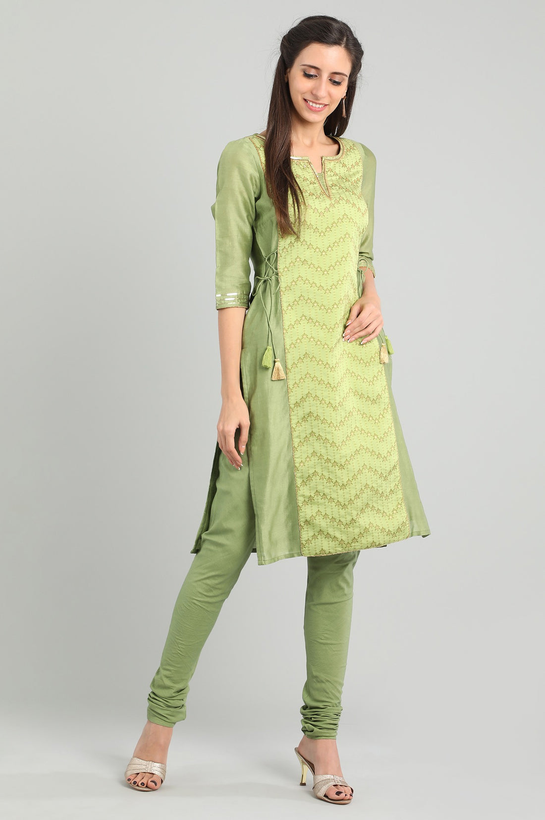 Green Round Neck kurta Set