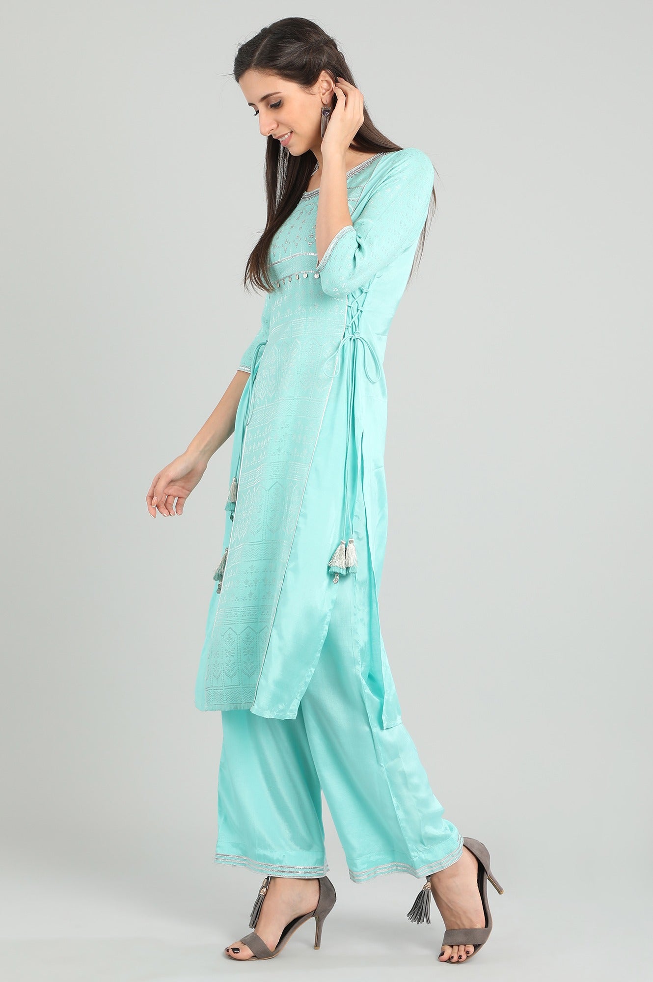 Blue Round Neck kurta Set