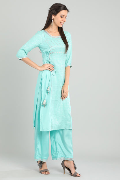 Blue Round Neck kurta Set