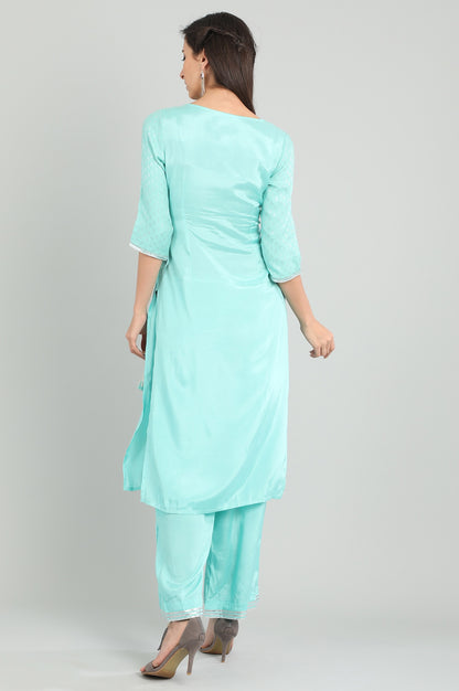 Blue Round Neck kurta Set