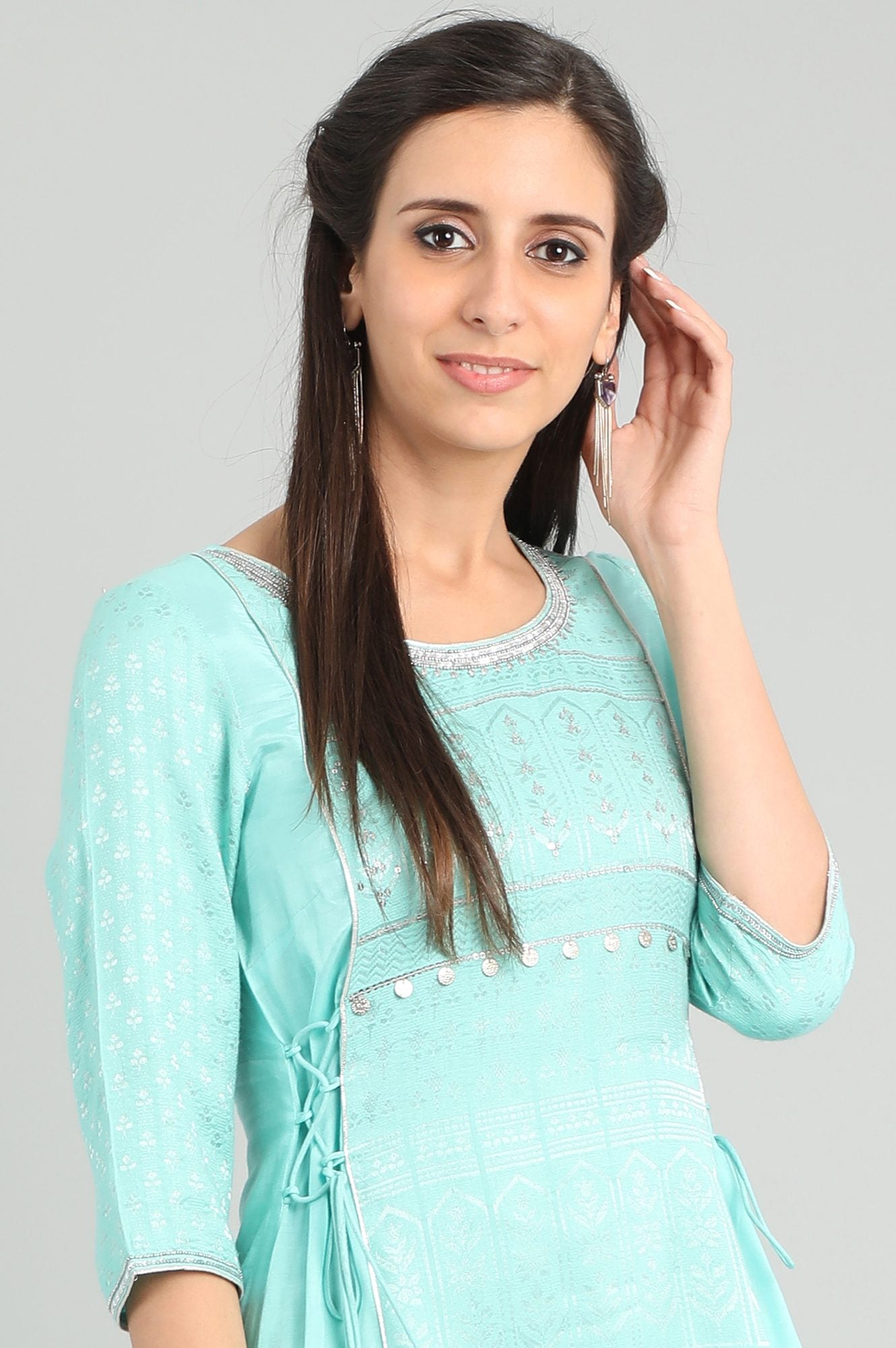 Blue Round Neck kurta Set