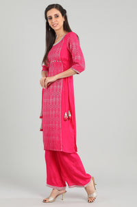 Pink Round Neck kurta Set