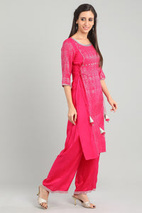 Pink Round Neck kurta Set