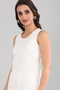 White Round Neck Sleeveless kurta Set