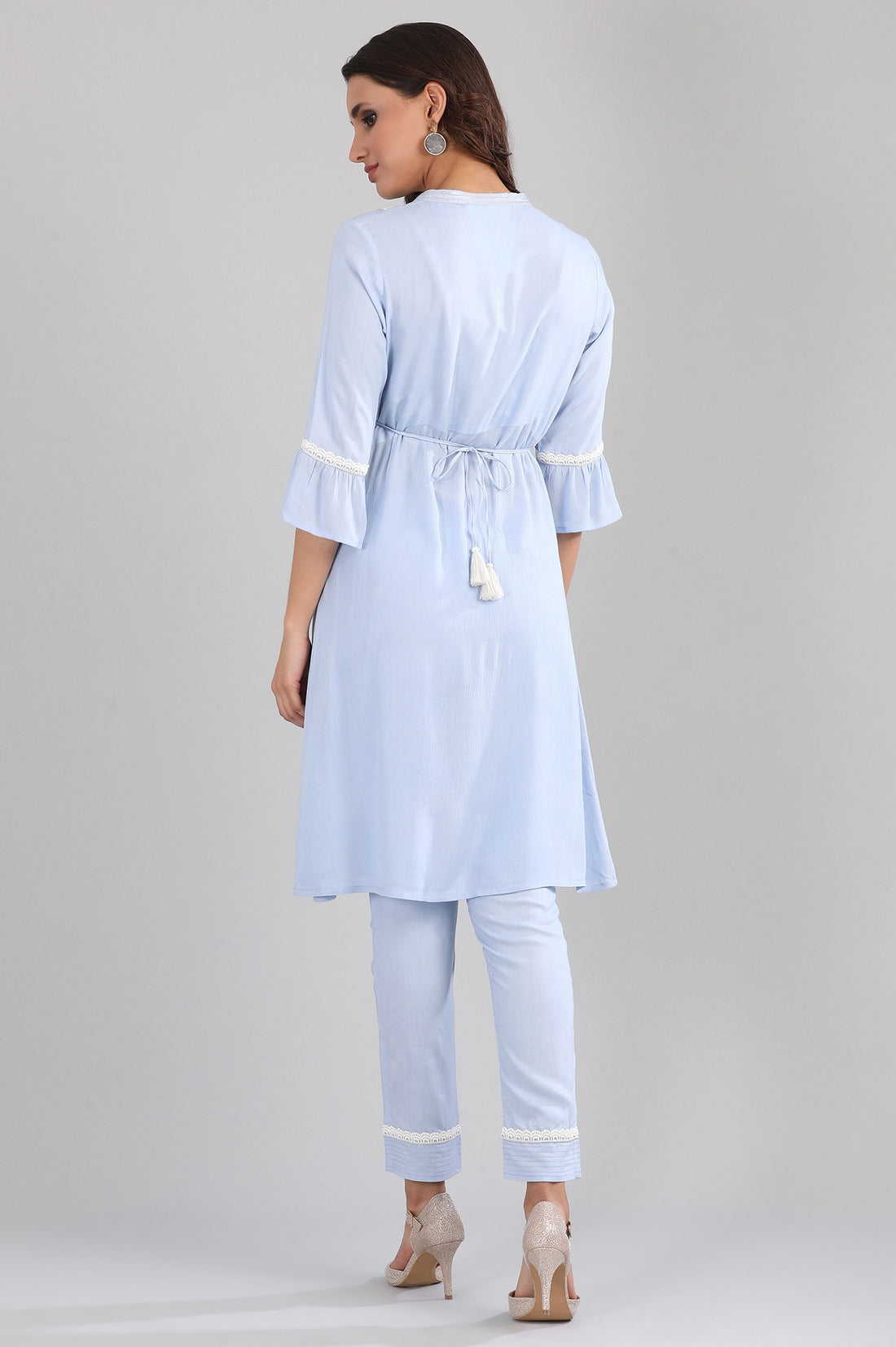 Blue Band Collar kurta Set