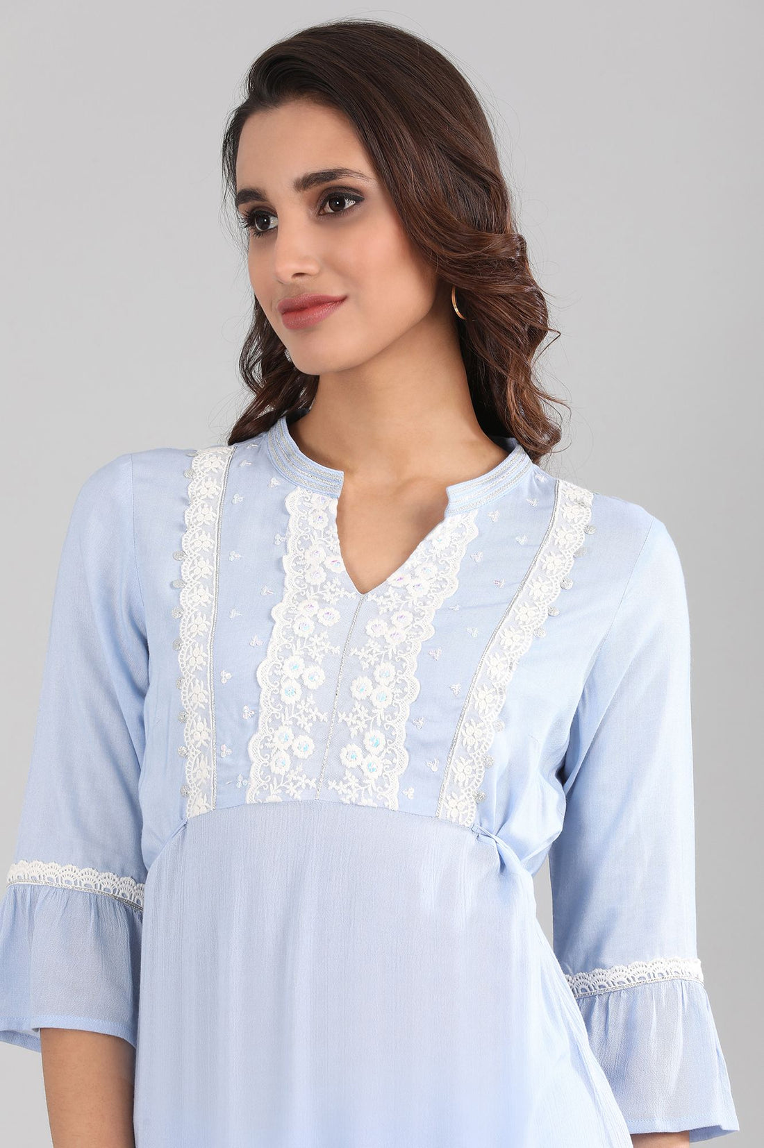 Blue Band Collar kurta Set