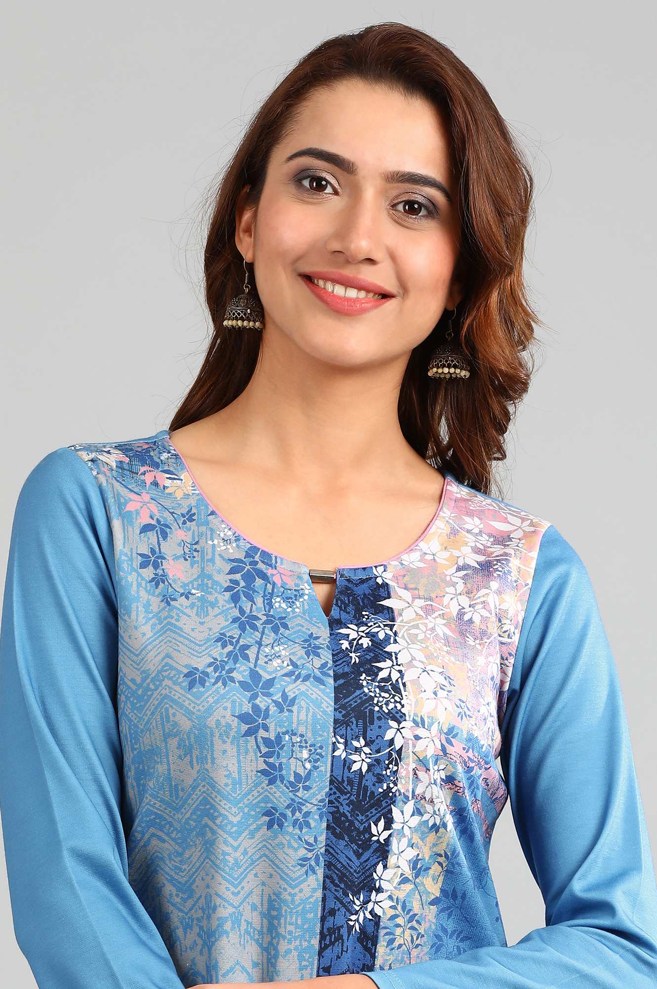 Blue Round Neck Winter kurta