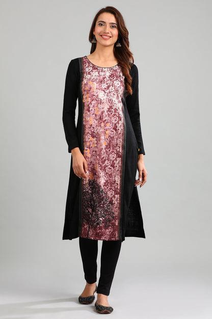 Pink Round Neck Winter kurta