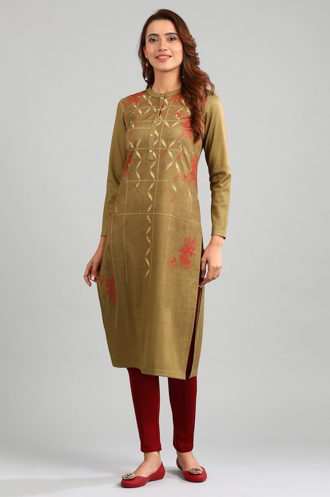 Green Band Collar Yarn-dyed Winter kurta