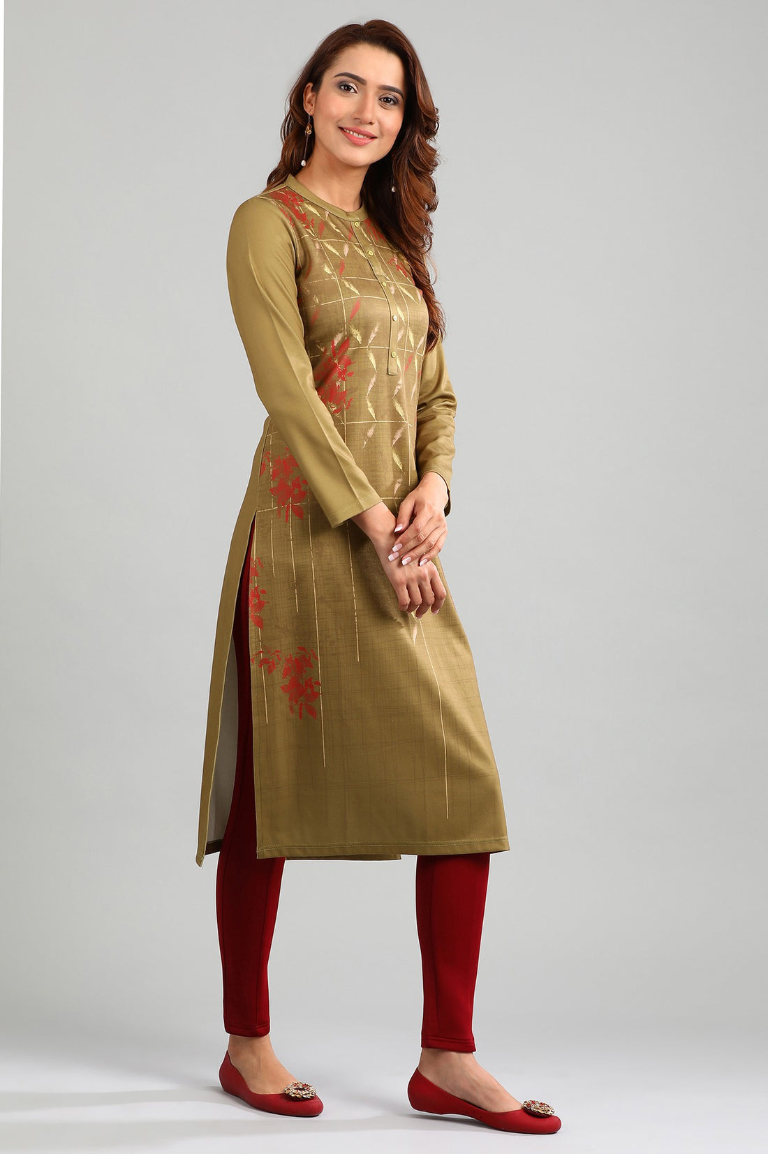 Green Band Collar Yarn-dyed Winter kurta
